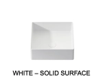 Vasque lavabo design carré, à poser, Couleur blanc mat, Finition lisse, Solid-Surface, Taille : 36 x 36 x 10,5 cm - Stock disponible ! LIVRAISON OFFERTE